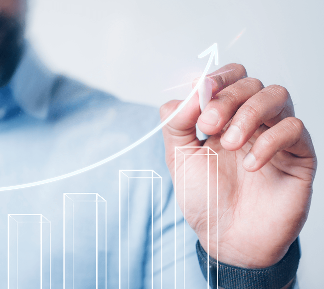 man-giving-bar-graph-presentation-using-high-technology-digital-pen 1